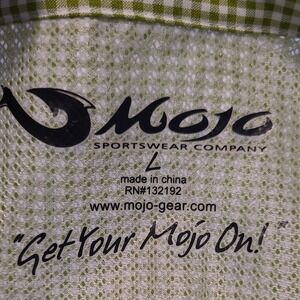Mojo Mens Shirt Large Green White Plaid Check UPF 30 Outdoors Fishing Sports